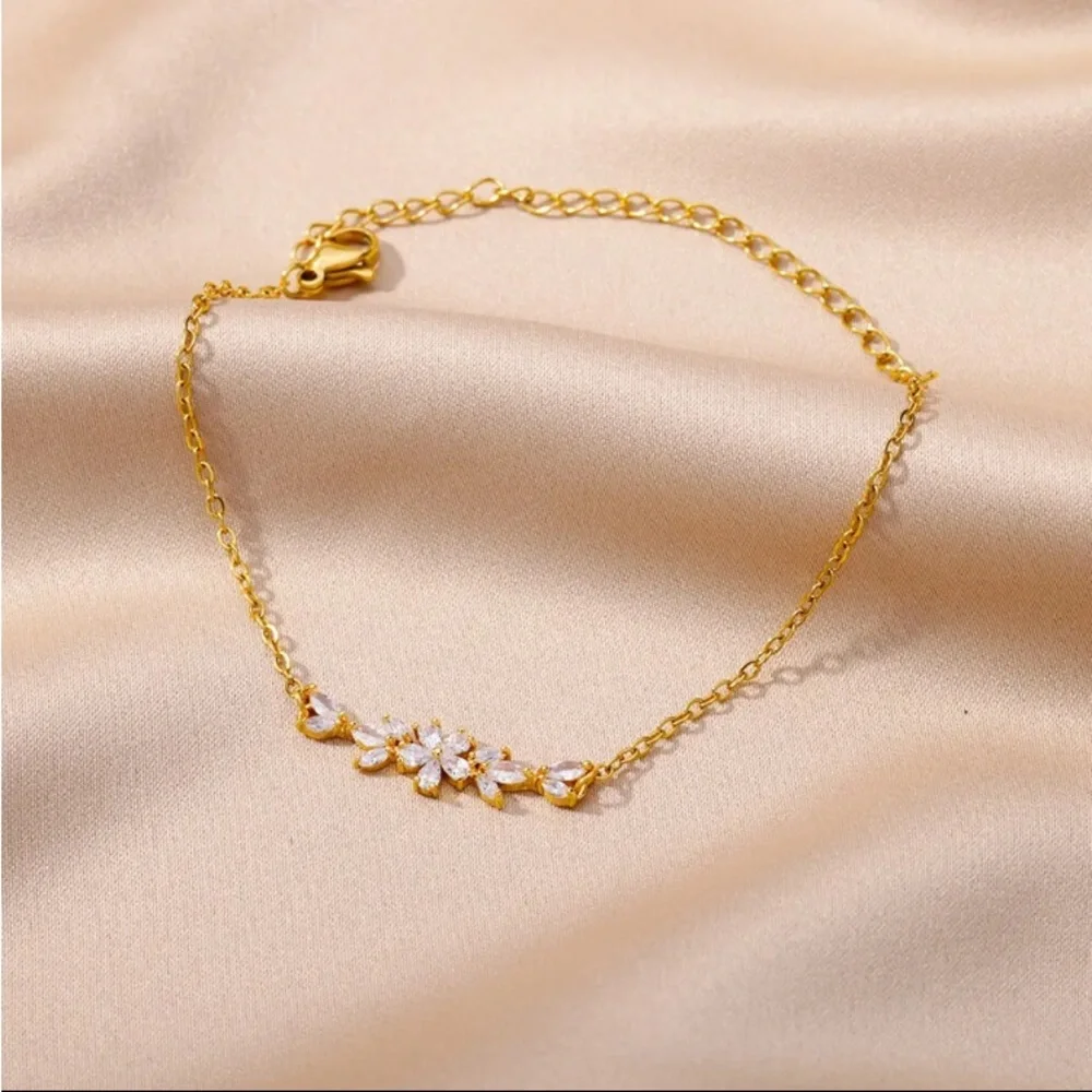 Gold filled Cubic Zirconia Floral Bracelet
